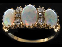 Victorian Three Stone Opal & Diamond Ring