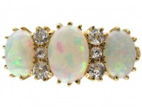 Victorian Three Stone Opal & Diamond Ring