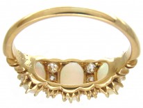 Victorian Three Stone Opal & Diamond Ring