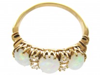 Victorian Three Stone Opal & Diamond Ring