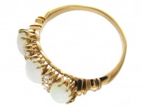 Victorian Three Stone Opal & Diamond Ring