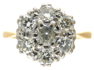 Edwardian 18ct Gold & Platinum Diamond Cluster Ring