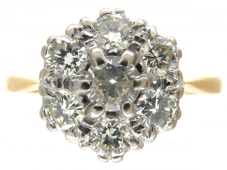 Edwardian 18ct Gold & Platinum Diamond Cluster Ring