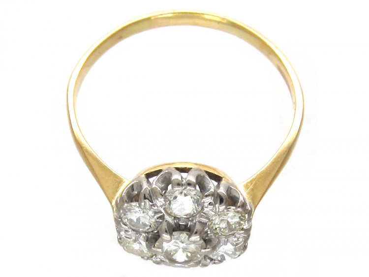 Edwardian 18ct Gold & Platinum Diamond Cluster Ring