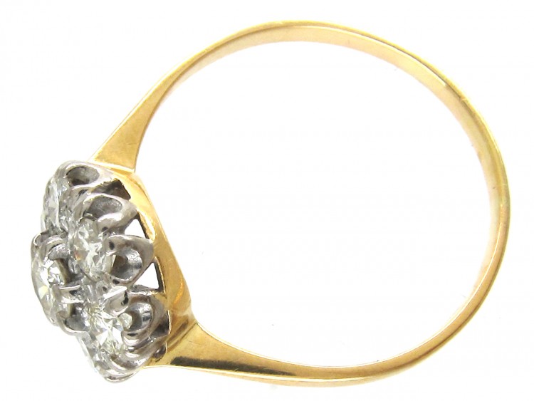 Edwardian 18ct Gold & Platinum Diamond Cluster Ring
