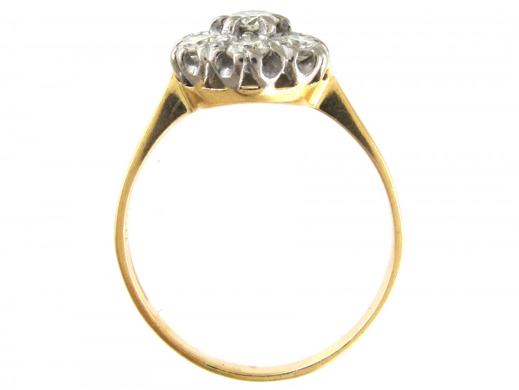 Edwardian 18ct Gold & Platinum Diamond Cluster Ring
