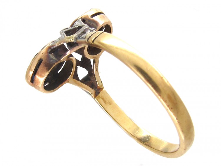Art Deco Sapphire & Diamond Two Circles Ring