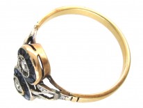 Art Deco Sapphire & Diamond Two Circles Ring
