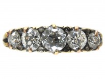 Victorian Carved Half Hoop Diamond Five Stone Ring
