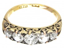 Victorian Carved Half Hoop Diamond Five Stone Ring