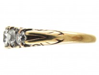 Victorian Carved Half Hoop Diamond Five Stone Ring