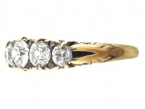 Victorian Carved Half Hoop Diamond Five Stone Ring