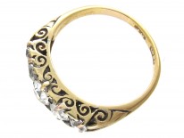 Victorian Carved Half Hoop Diamond Five Stone Ring