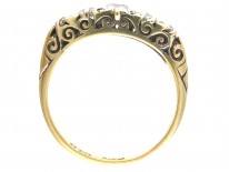 Victorian Carved Half Hoop Diamond Five Stone Ring
