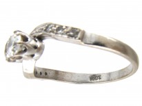 18ct White Gold Art Nouveau Two Stone Diamond Crossover Ring