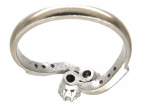 18ct White Gold Art Nouveau Two Stone Diamond Crossover Ring