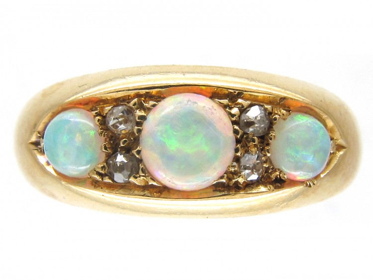 Victorian 18ct Gold Opal & Diamond Ring