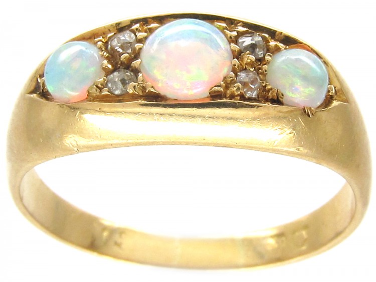 Victorian 18ct Gold Opal & Diamond Ring