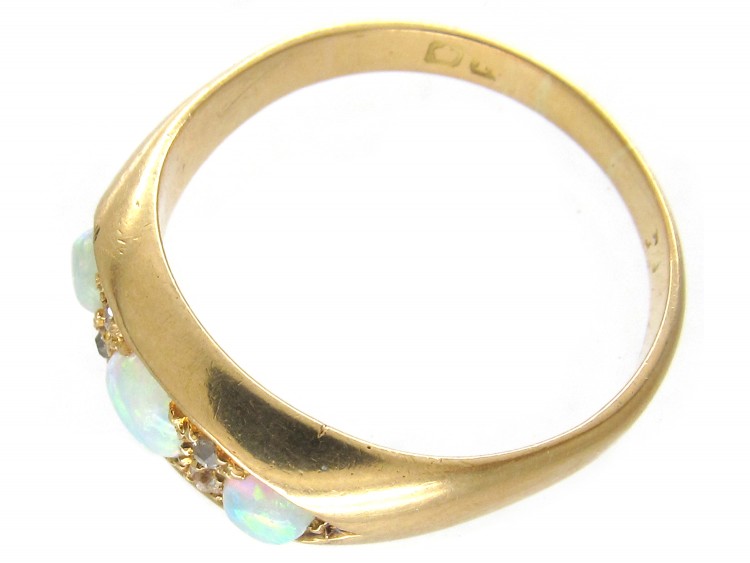 Victorian 18ct Gold Opal & Diamond Ring
