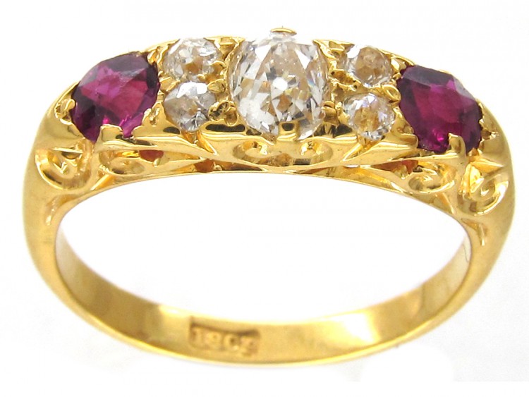 Edwardian 18ct Gold Ruby & Diamond Ring