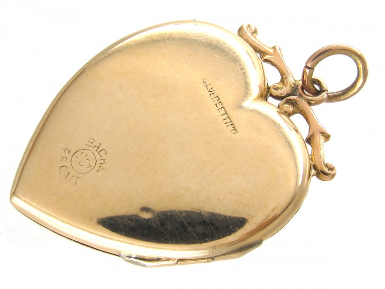9ct Back & Front Heart Locket set with a Diamond