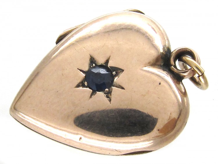 9ct Back & Front Heart Locket set with a Sapphire