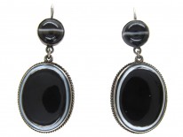 Victorian Banded Onyx Drop Earrings