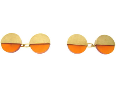 Art Deco 14ct Gold & Carnelian Cufflinks