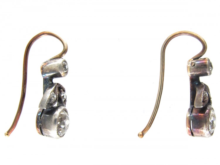 Edwardian Diamond Flower & Leaf Earrings