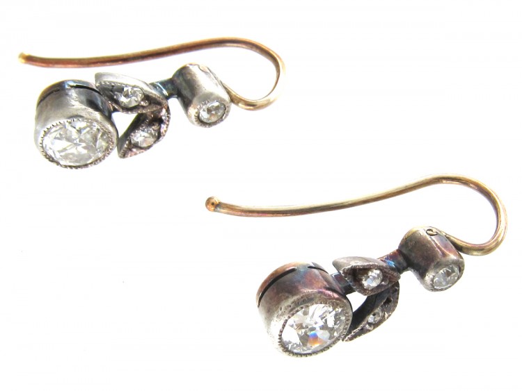 Edwardian Diamond Flower & Leaf Earrings