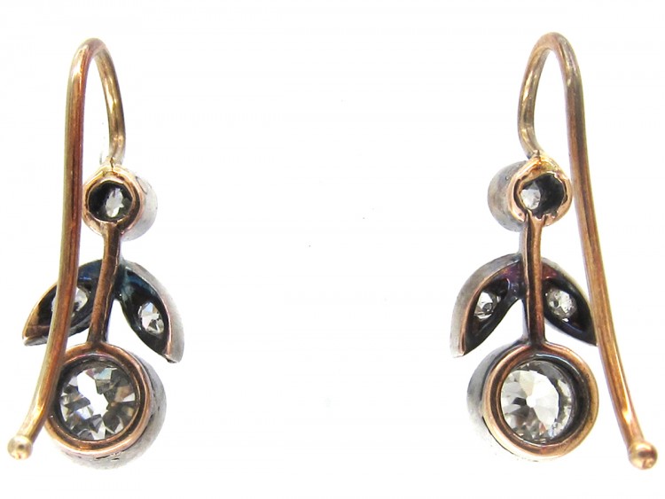 Edwardian Diamond Flower & Leaf Earrings