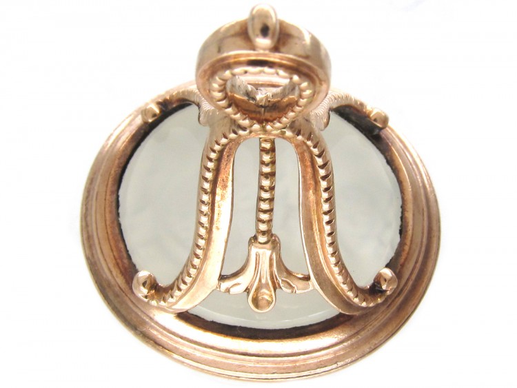 Large Georgian Grey Chalcedony Seal with Ducal Coat of Arms