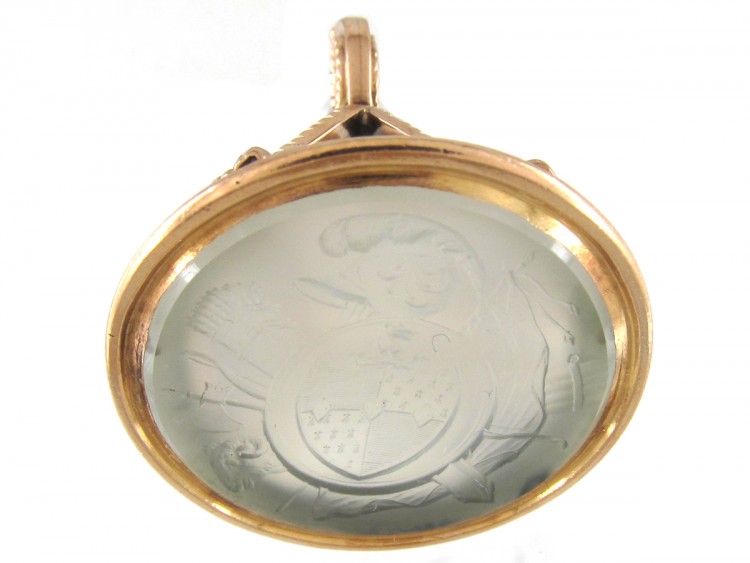 Large Georgian Grey Chalcedony Seal with Ducal Coat of Arms