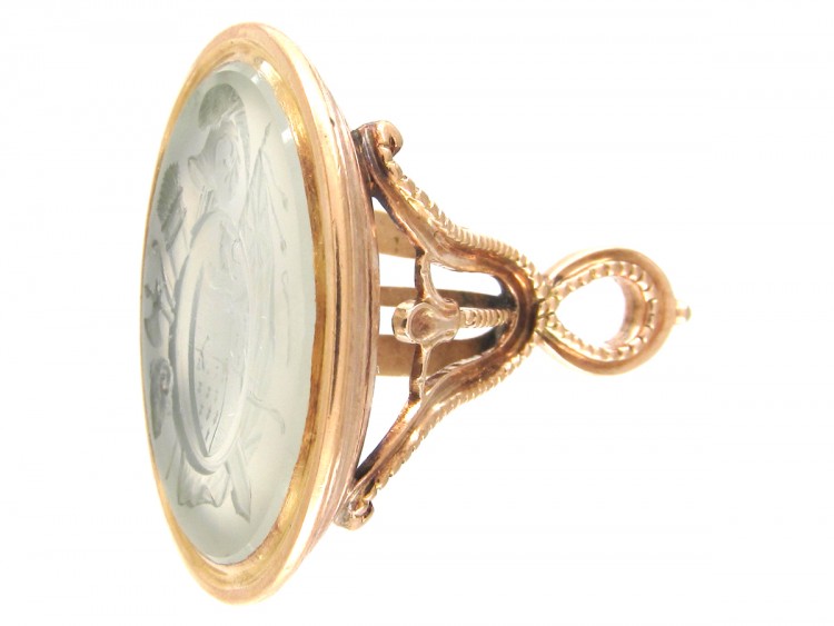 Large Georgian Grey Chalcedony Seal with Ducal Coat of Arms