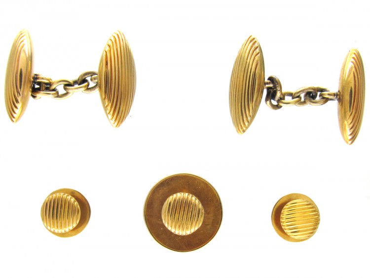 Victorian 18ct Gold Cufflinks & Studs in Original Case