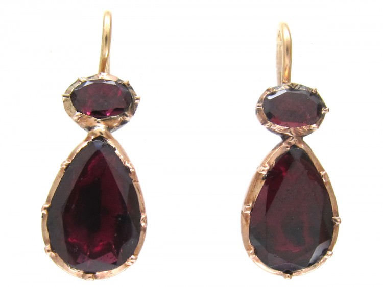 Georgian Flat Cut Garnet Earrings
