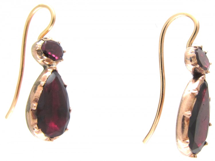 Georgian Flat Cut Garnet Earrings