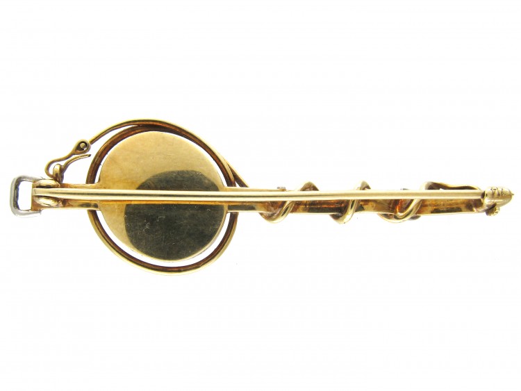 15ct Gold Reverse Intaglio Spaniel with Collar & Lead Brooch