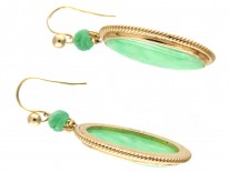 Oval 18ct Gold & Jade Drop Earrings