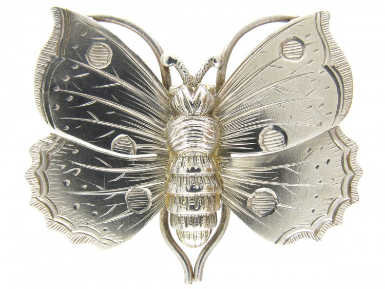 Victorian Silver Butterfly Brooch
