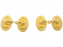 18ct Gold White & Blue Enamel Oval Cufflinks