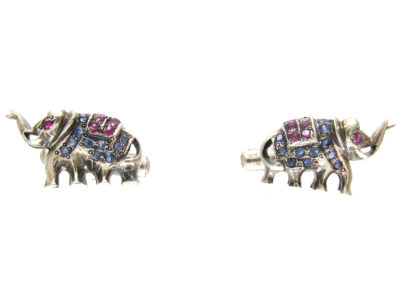 Silver, Sapphire & Ruby Elephant Cufflinks Silver, Sapphire & Ruby Elephant Cufflinks
