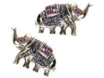 Silver, Sapphire & Ruby Elephant Cufflinks