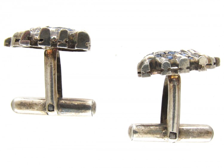 Silver, Sapphire & Ruby Elephant Cufflinks