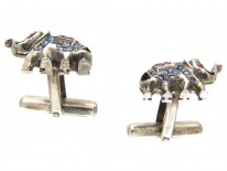 Silver, Sapphire & Ruby Elephant Cufflinks