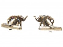 Silver, Sapphire & Ruby Elephant Cufflinks