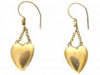Edwardian Blue Enamel & Natural Split Pearl Heart Shape Drop Earrings