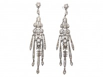 Long Drop Silver & Paste Tassel Earrings