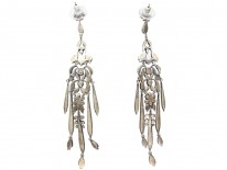 Long Drop Silver & Paste Tassel Earrings