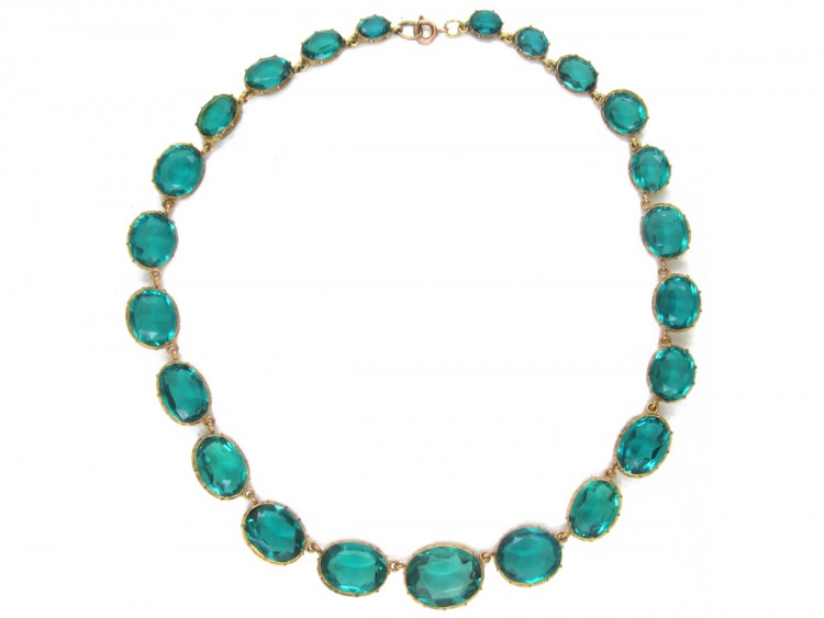 Georgian Graduated Green Paste Necklace